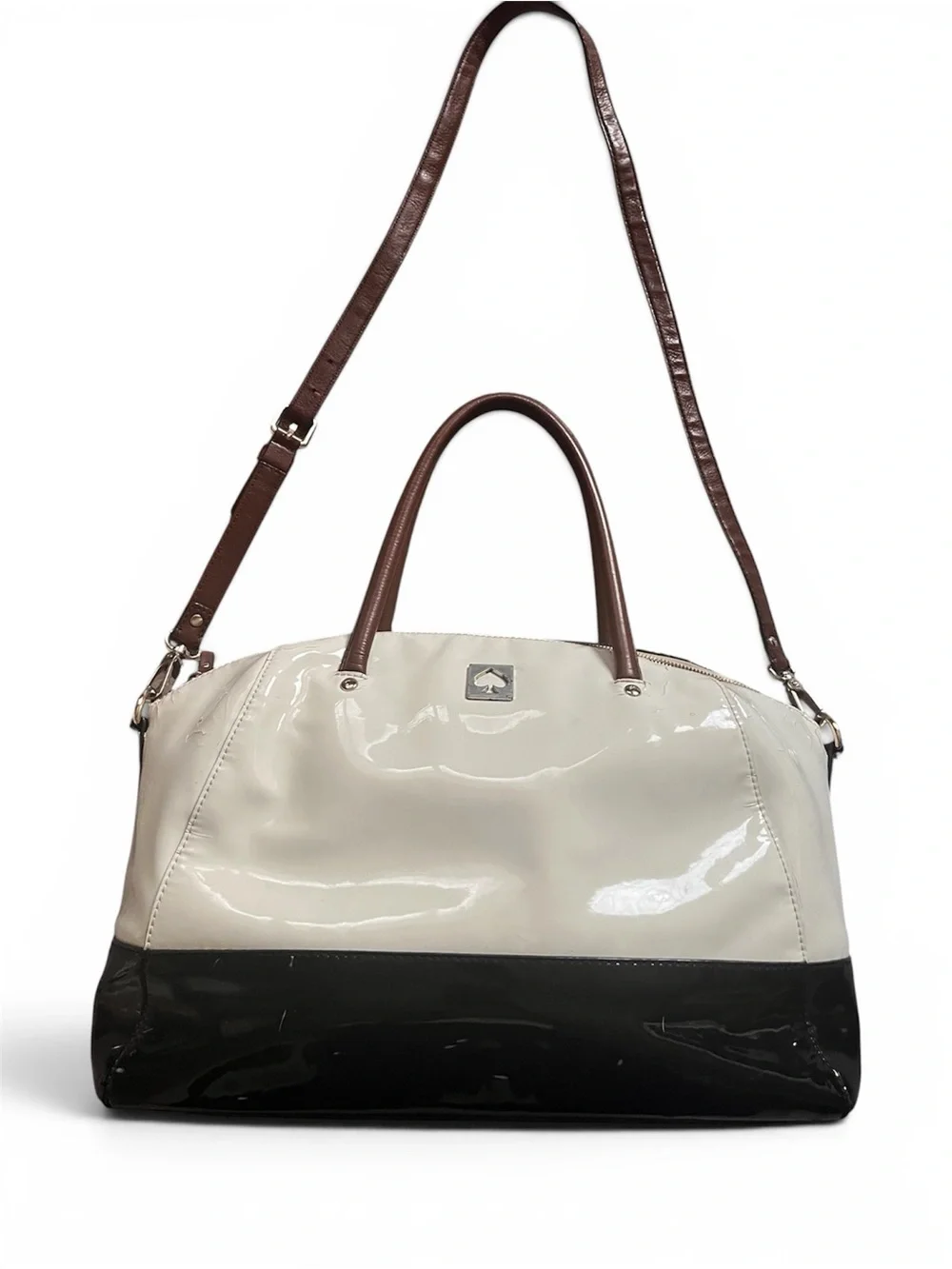 Kate Spade Patent Leather Satchel Bag in white and Black